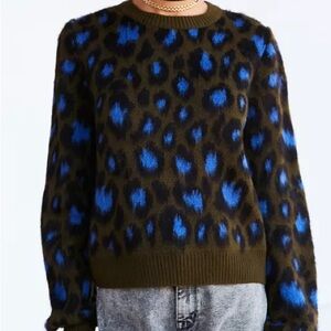Ecote Brushed Leopard Crew-Neck Sweater